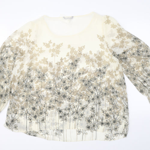 E. Womens Beige Floral  Basic Blouse Size 28