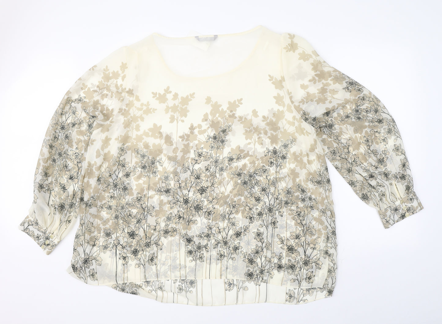 E. Womens Beige Floral  Basic Blouse Size 28
