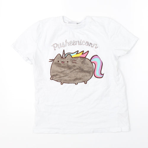 Pusheen Girls White   Basic T-Shirt Size 11-12 Years