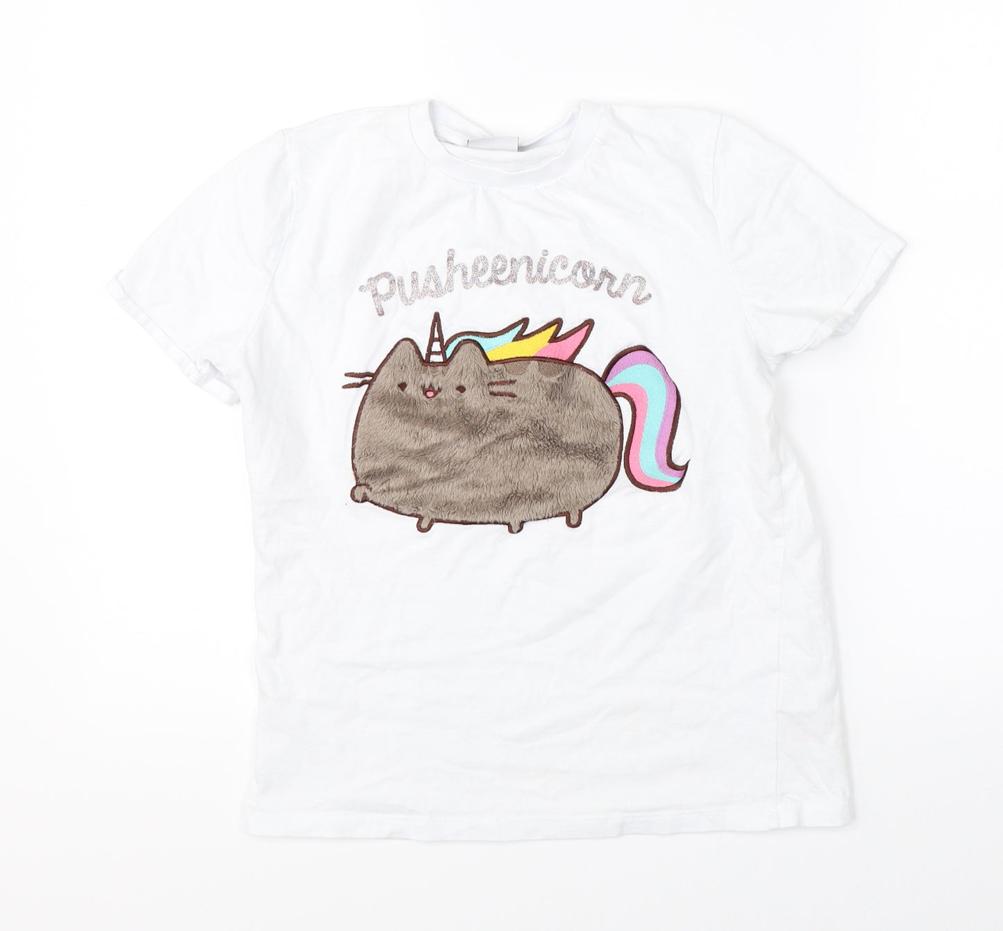 Pusheen Girls White   Basic T-Shirt Size 11-12 Years