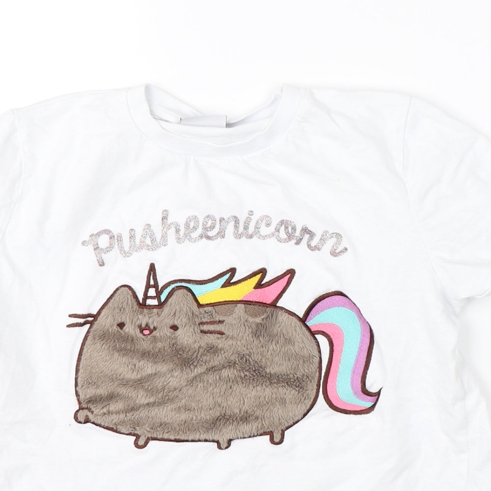 Pusheen Girls White   Basic T-Shirt Size 11-12 Years