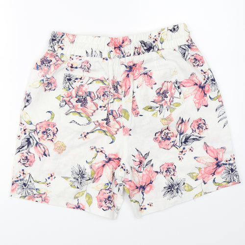 George Womens White Floral  Hot Pants Shorts Size 10