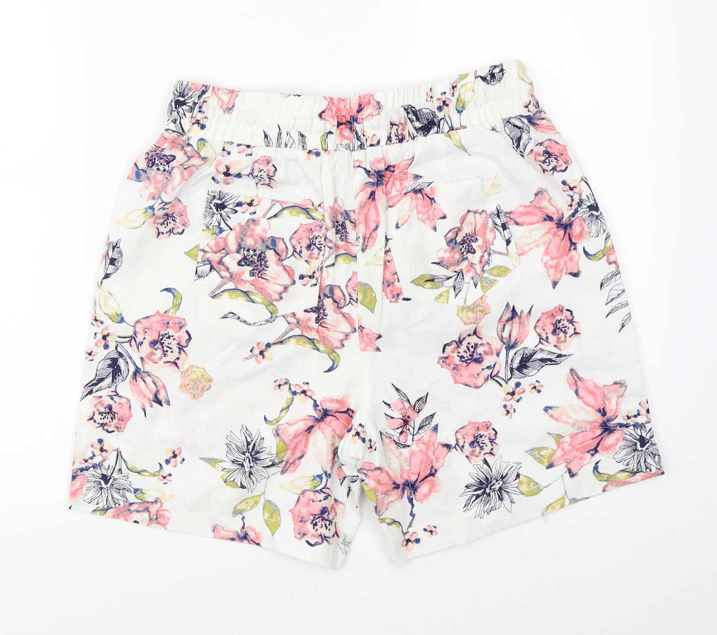 George Womens White Floral  Hot Pants Shorts Size 10