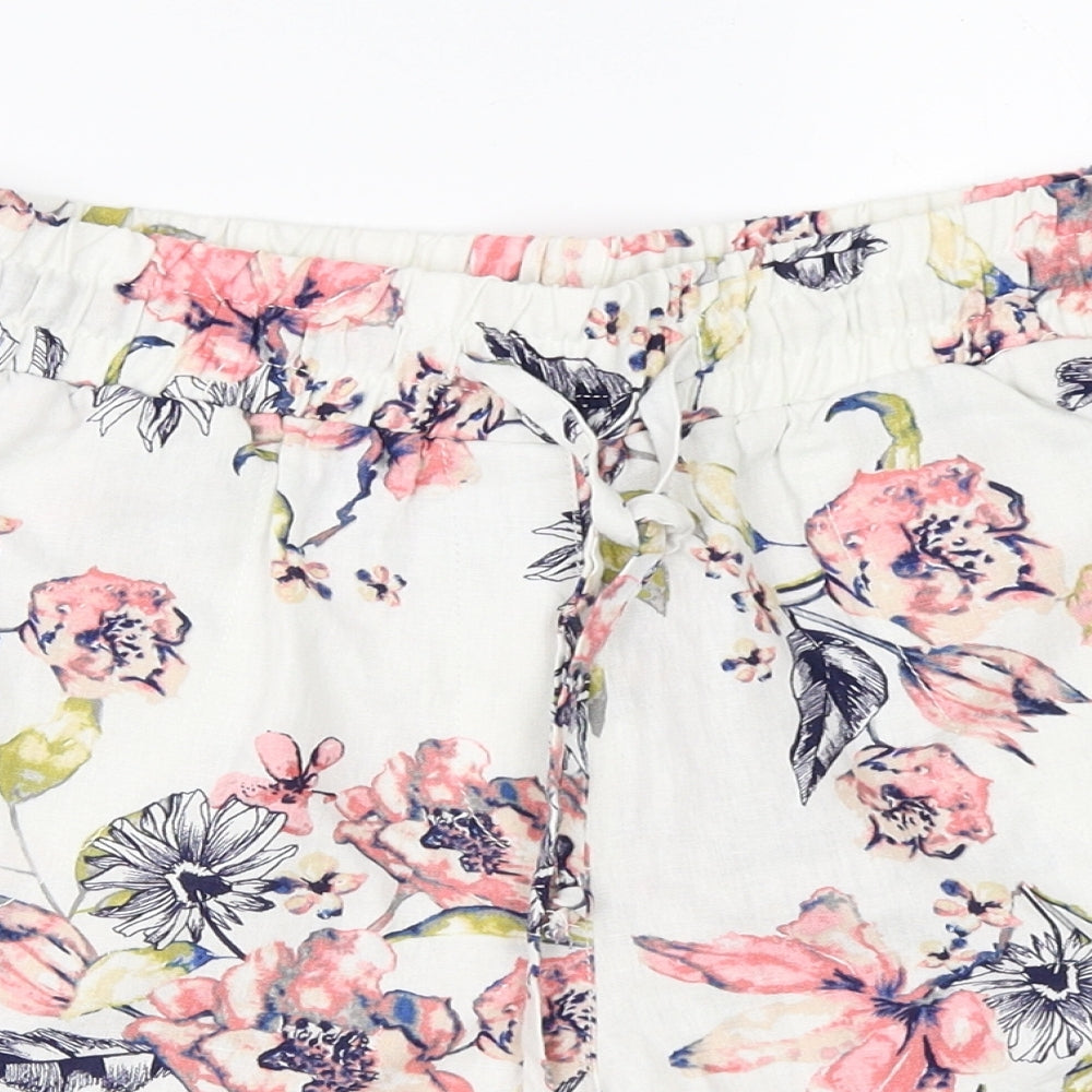 George Womens White Floral  Hot Pants Shorts Size 10