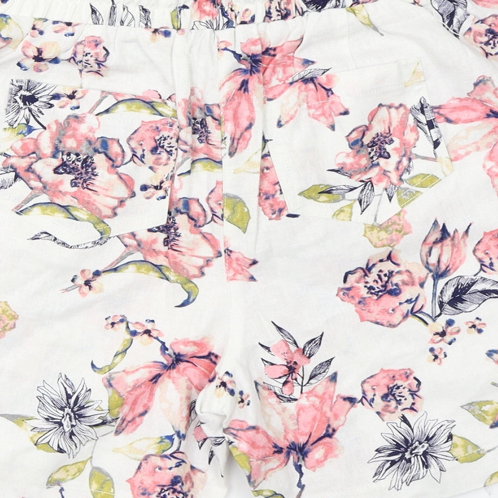 George Womens White Floral  Hot Pants Shorts Size 10