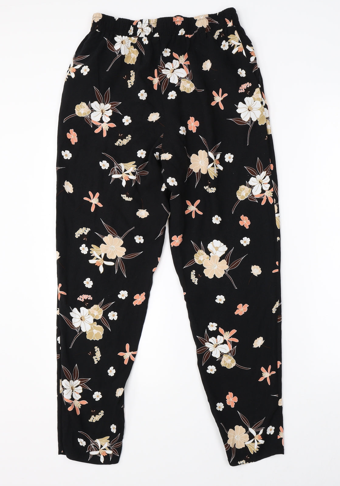 F&F Womens Black Floral  Trousers  Size 10 L26 in