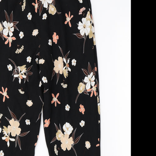 F&F Womens Black Floral  Trousers  Size 10 L26 in