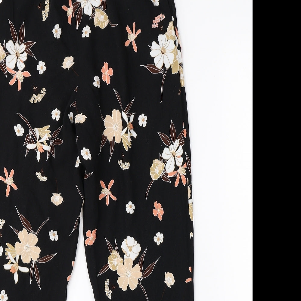 F&F Womens Black Floral  Trousers  Size 10 L26 in