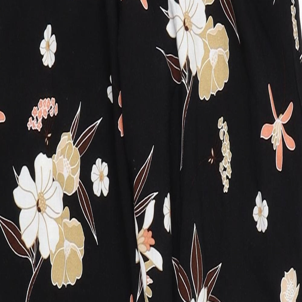 F&F Womens Black Floral  Trousers  Size 10 L26 in