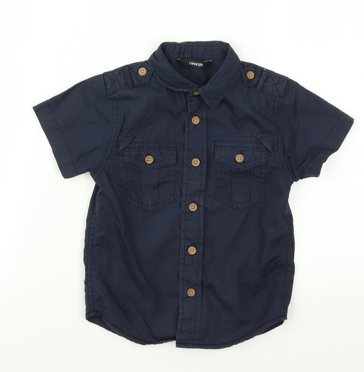 George Boys Blue   Basic Button-Up Size 3 Years