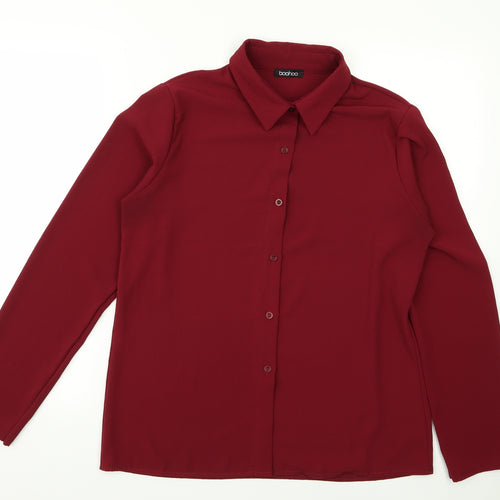 Boohoo Womens Red   Basic Button-Up Size M