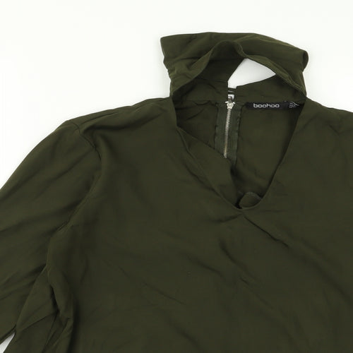 Boohoo Womens Green   Basic Blouse Size 10