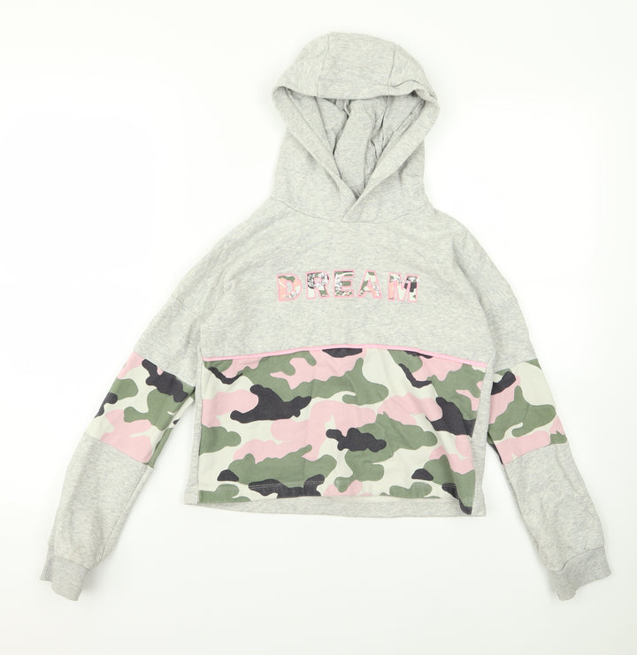 F&F Girls Green Camouflage  Pullover Hoodie Size 10 Years  - dream