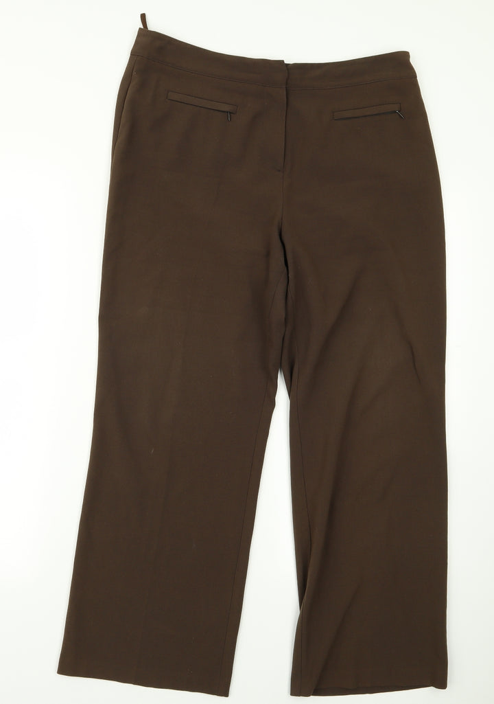 Mia Moda Womens Brown Trousers Size 12 L20 in