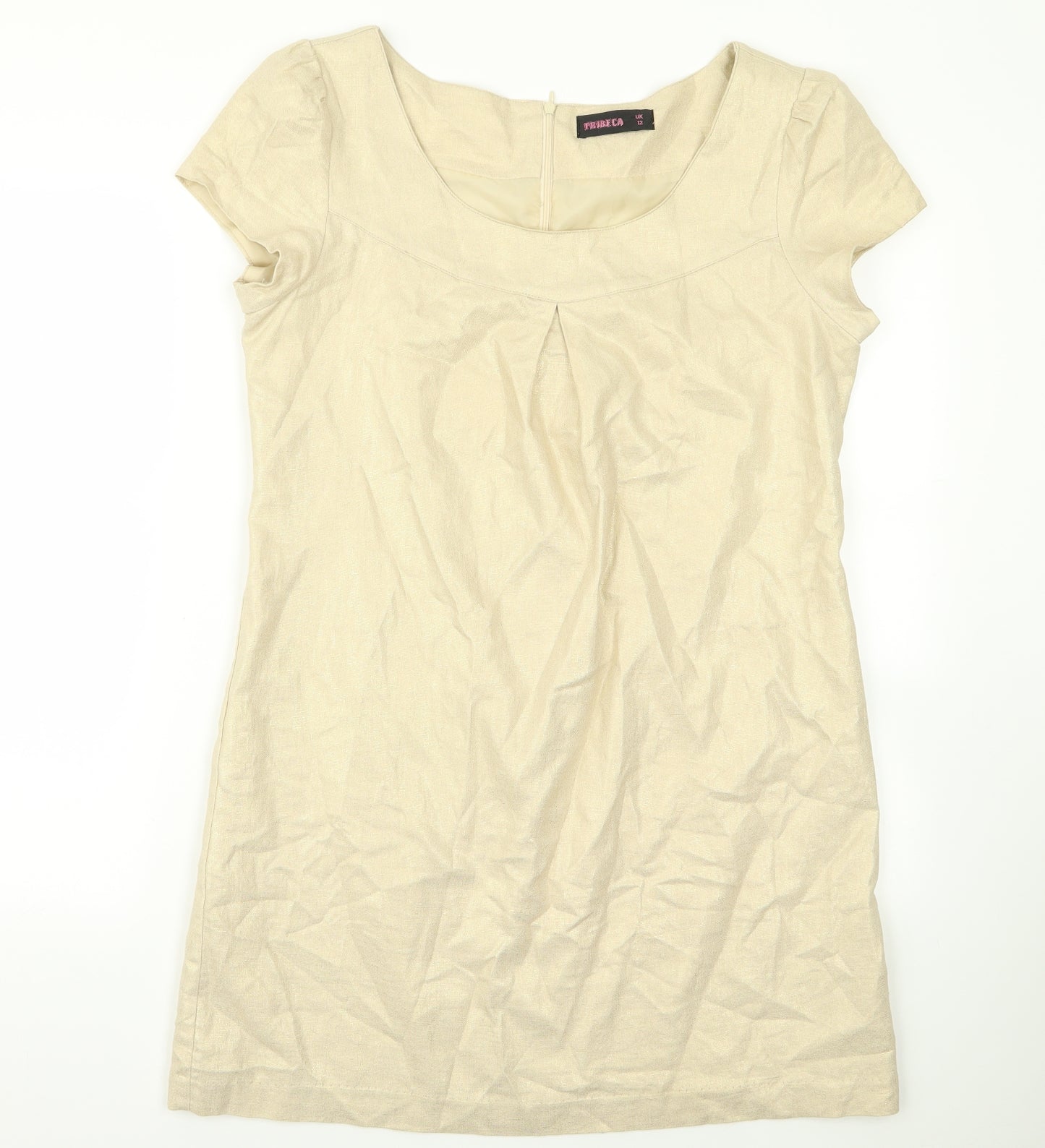 Tribeca Womens Beige  Rayon Pencil Dress  Size 12