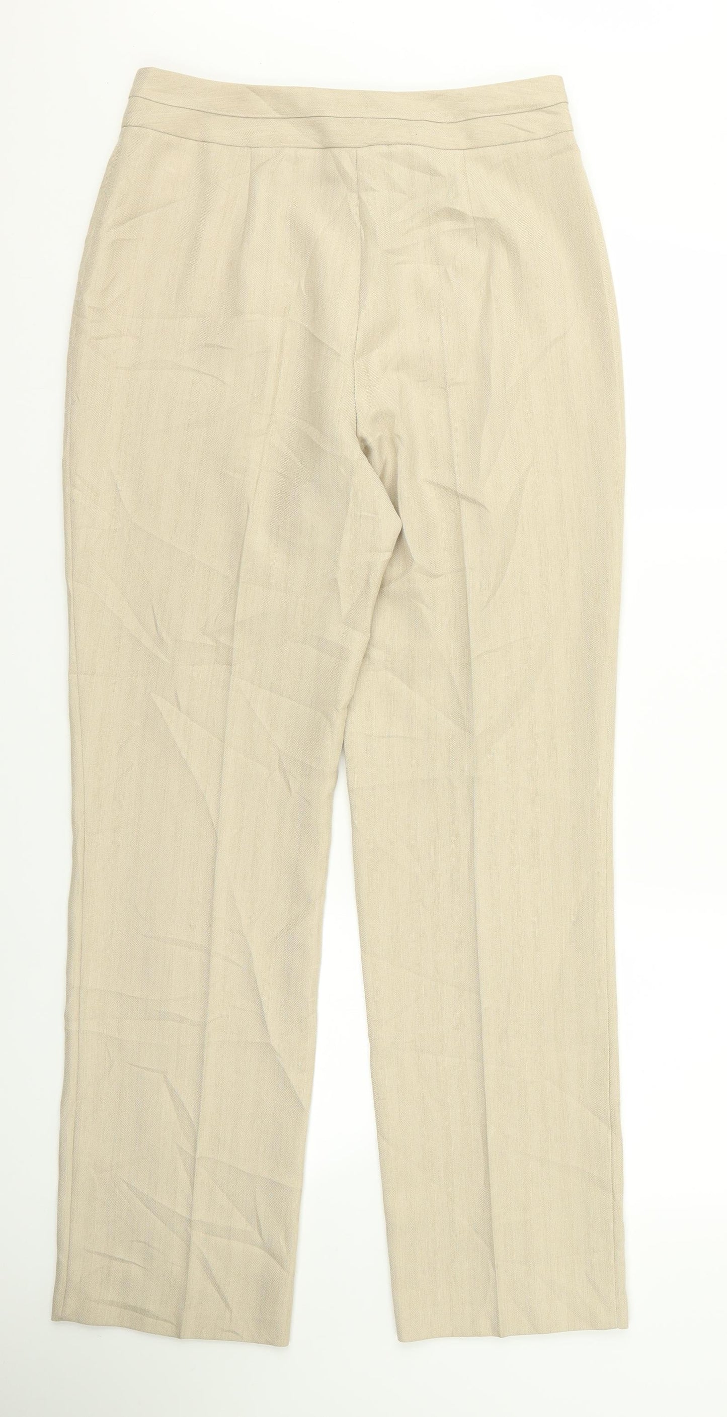 m&s Womens Beige  Rayon Trousers  Size 30 L30 in