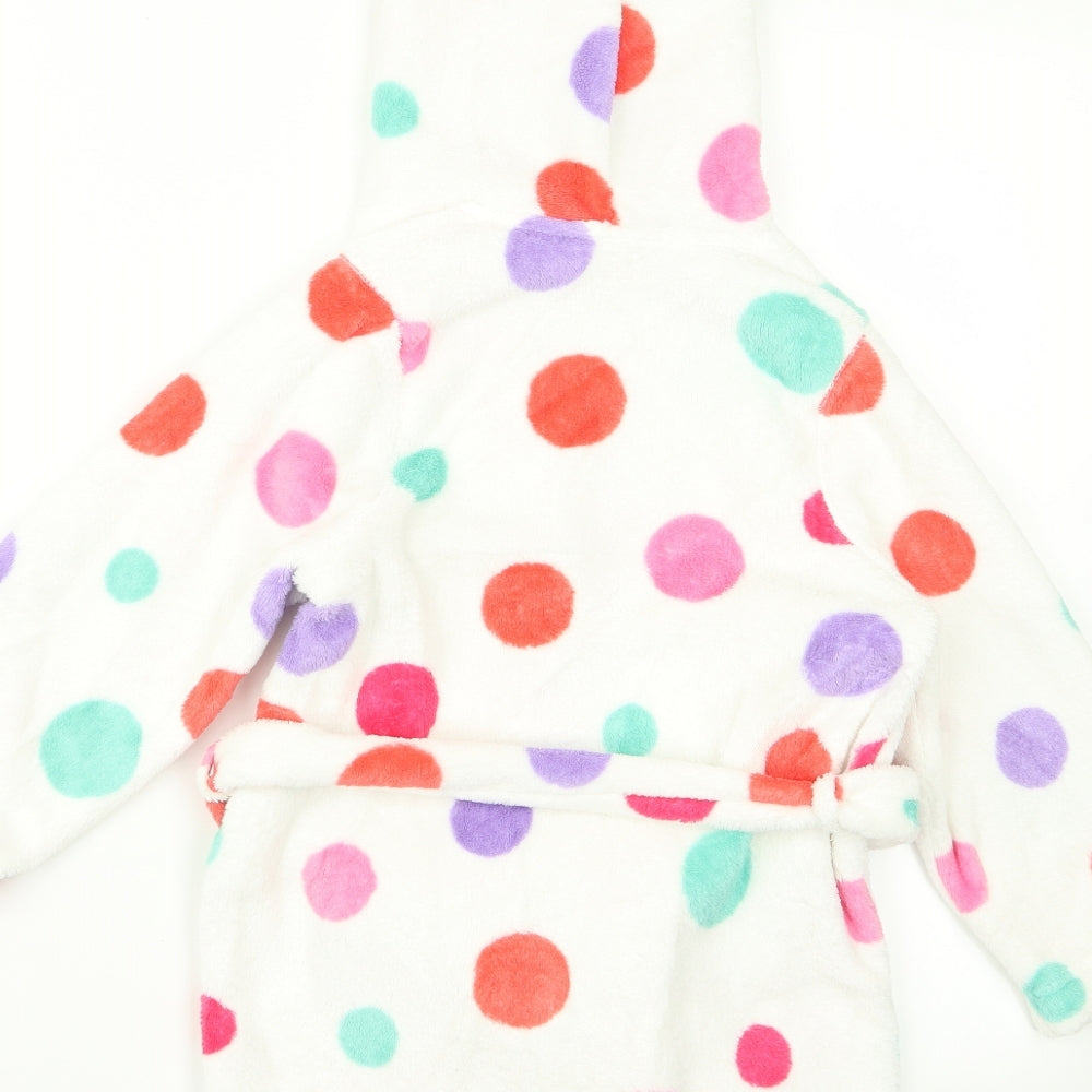 m&s Girls White Polka Dot Rayon  Robe Size M