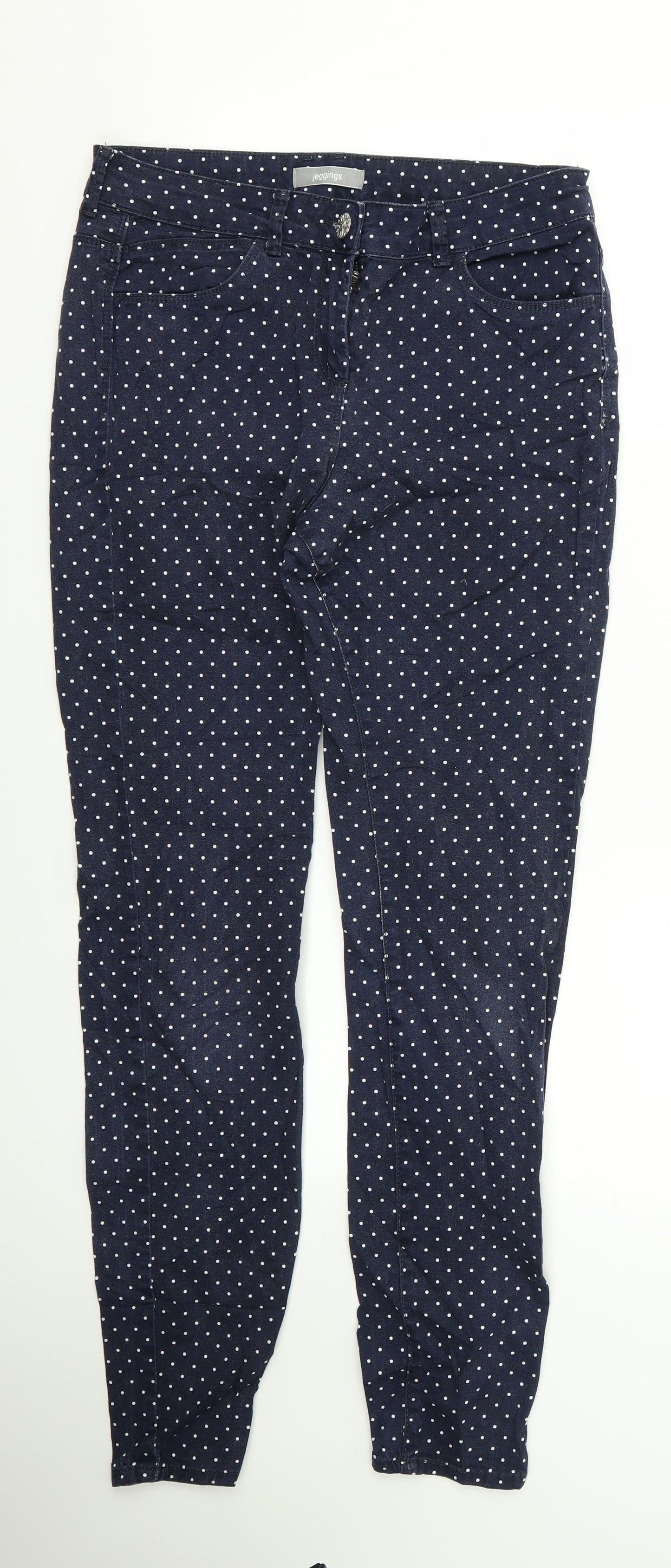 m&s Womens Blue Polka Dot  Trousers  Size 12 L28 in