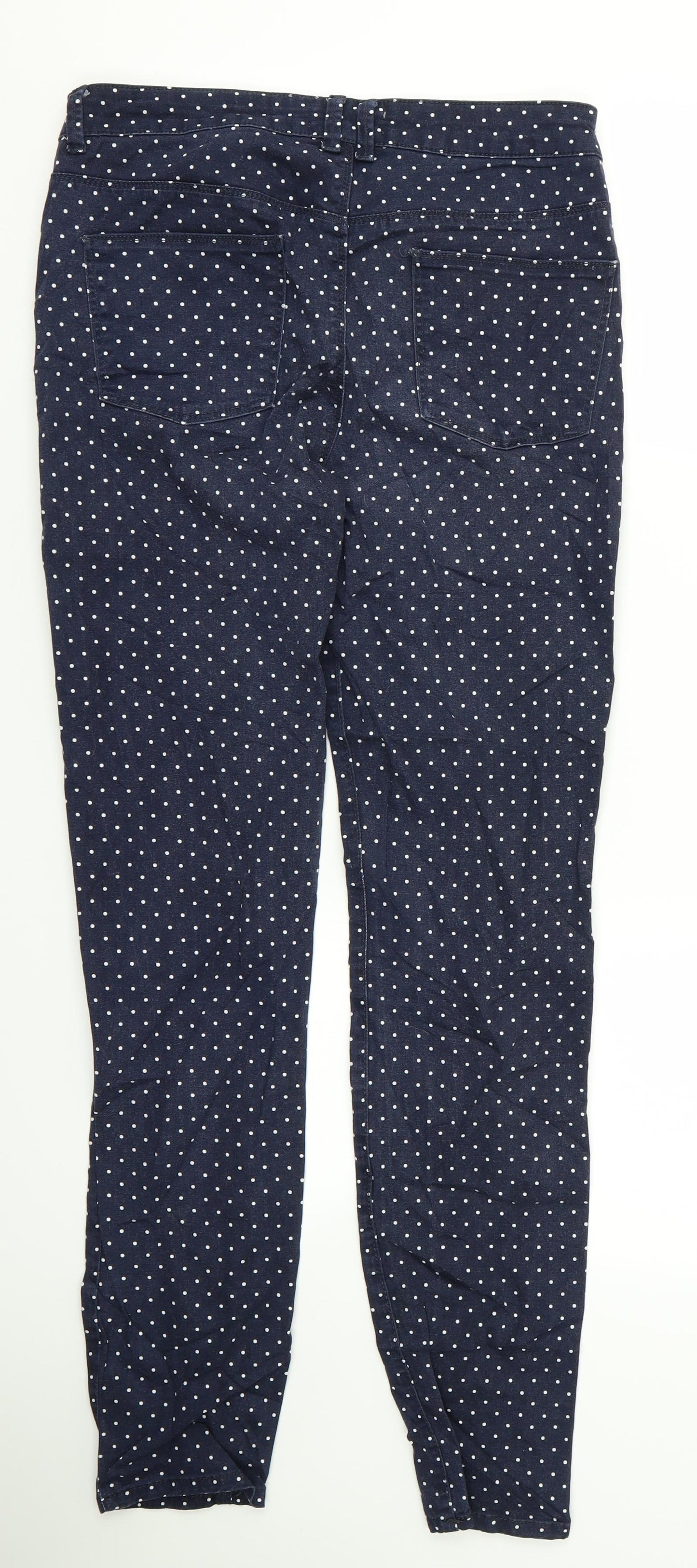 m&s Womens Blue Polka Dot  Trousers  Size 12 L28 in