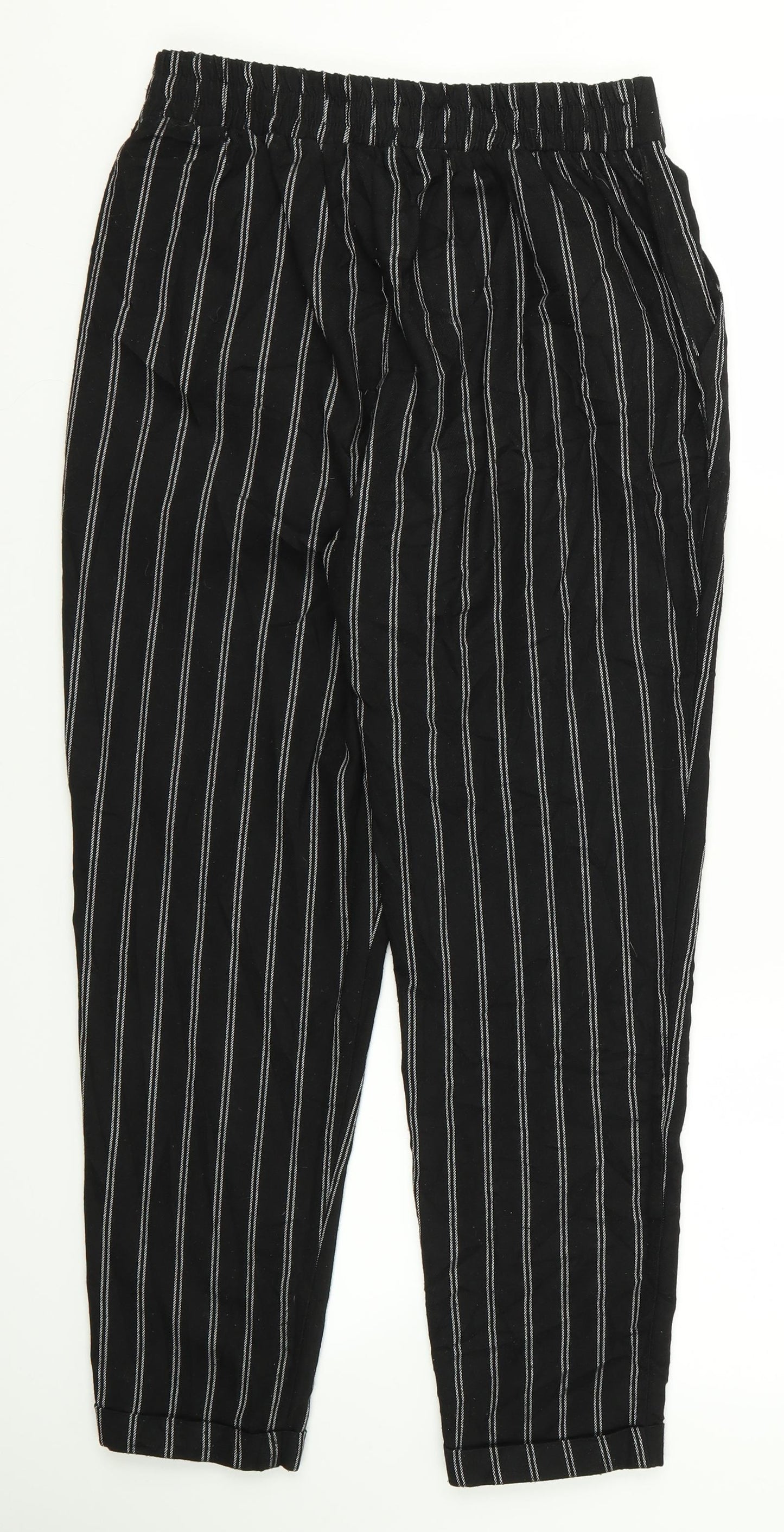 Stradivarius Womens Black Striped Rayon Trousers  Size M L23 in