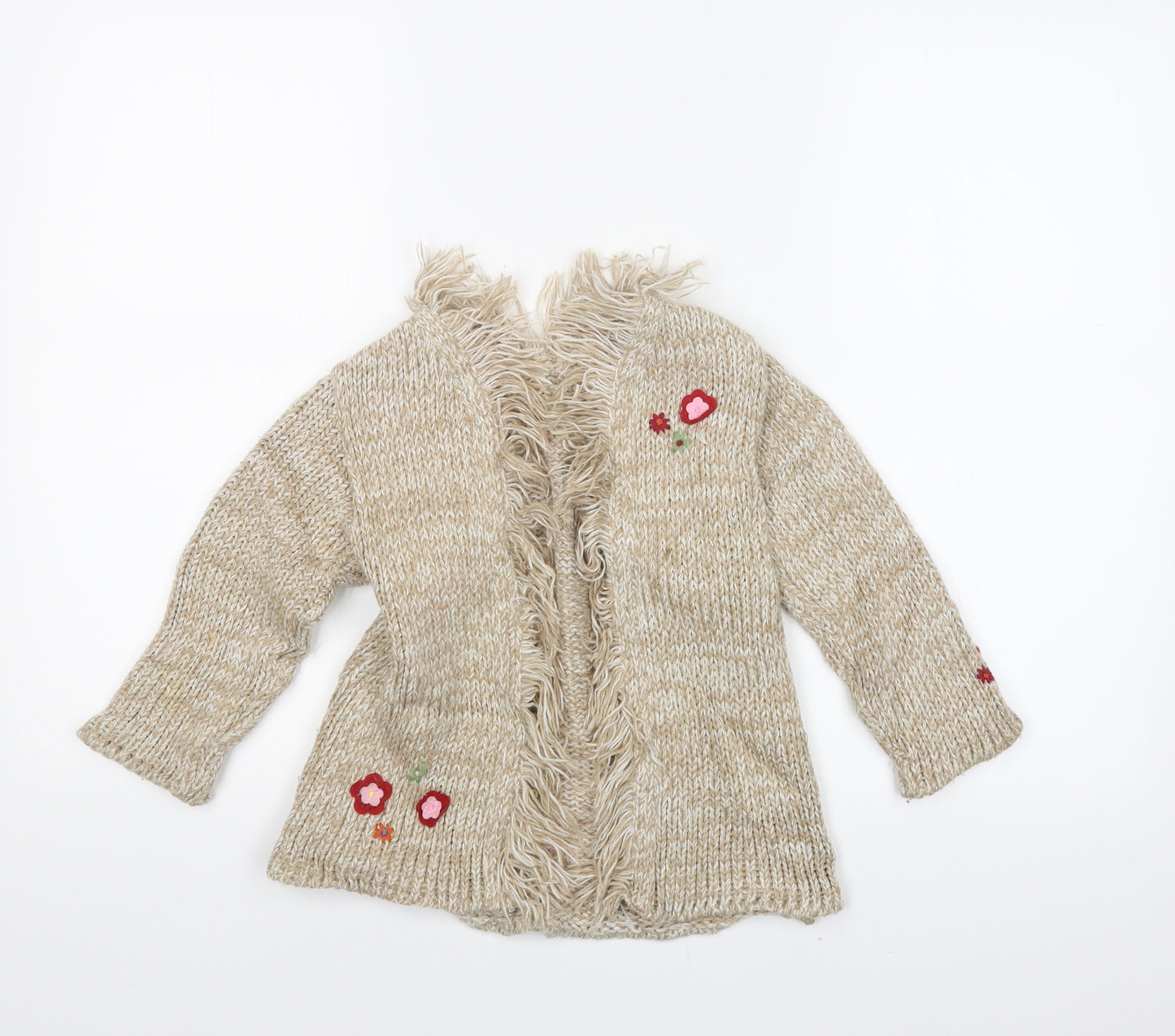 Mothercare Girls Beige  Knit Cardigan Jumper Size 3-4 Years