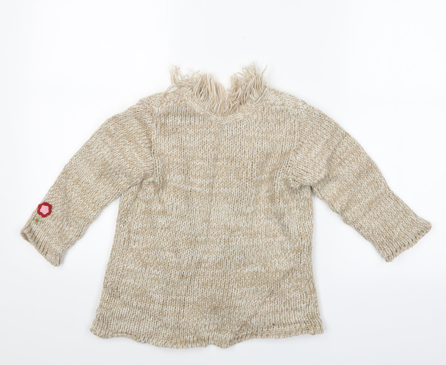 Mothercare Girls Beige  Knit Cardigan Jumper Size 3-4 Years