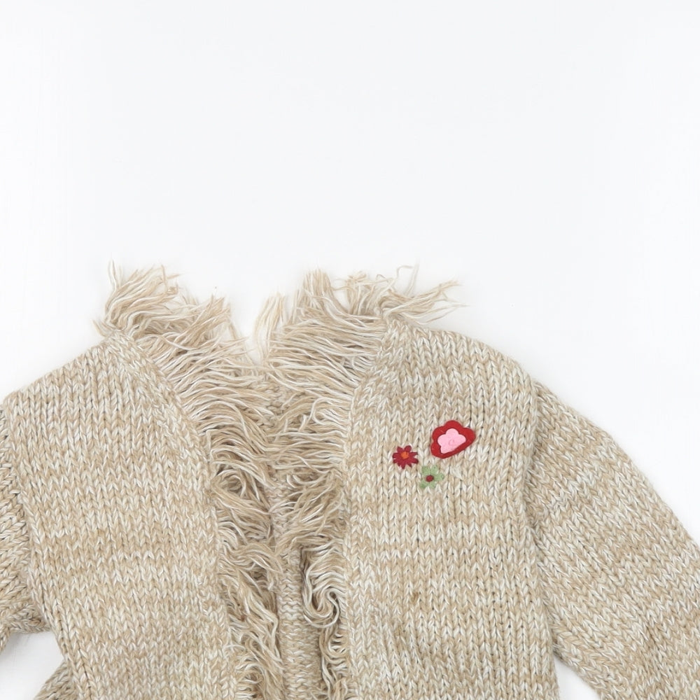 Mothercare Girls Beige  Knit Cardigan Jumper Size 3-4 Years