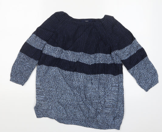 Front view of Next women’s blue knit jumper, size UK 8