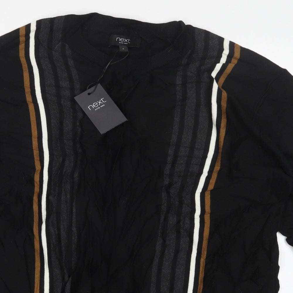 NEXT Mens Black  Knit Pullover Jumper Size L