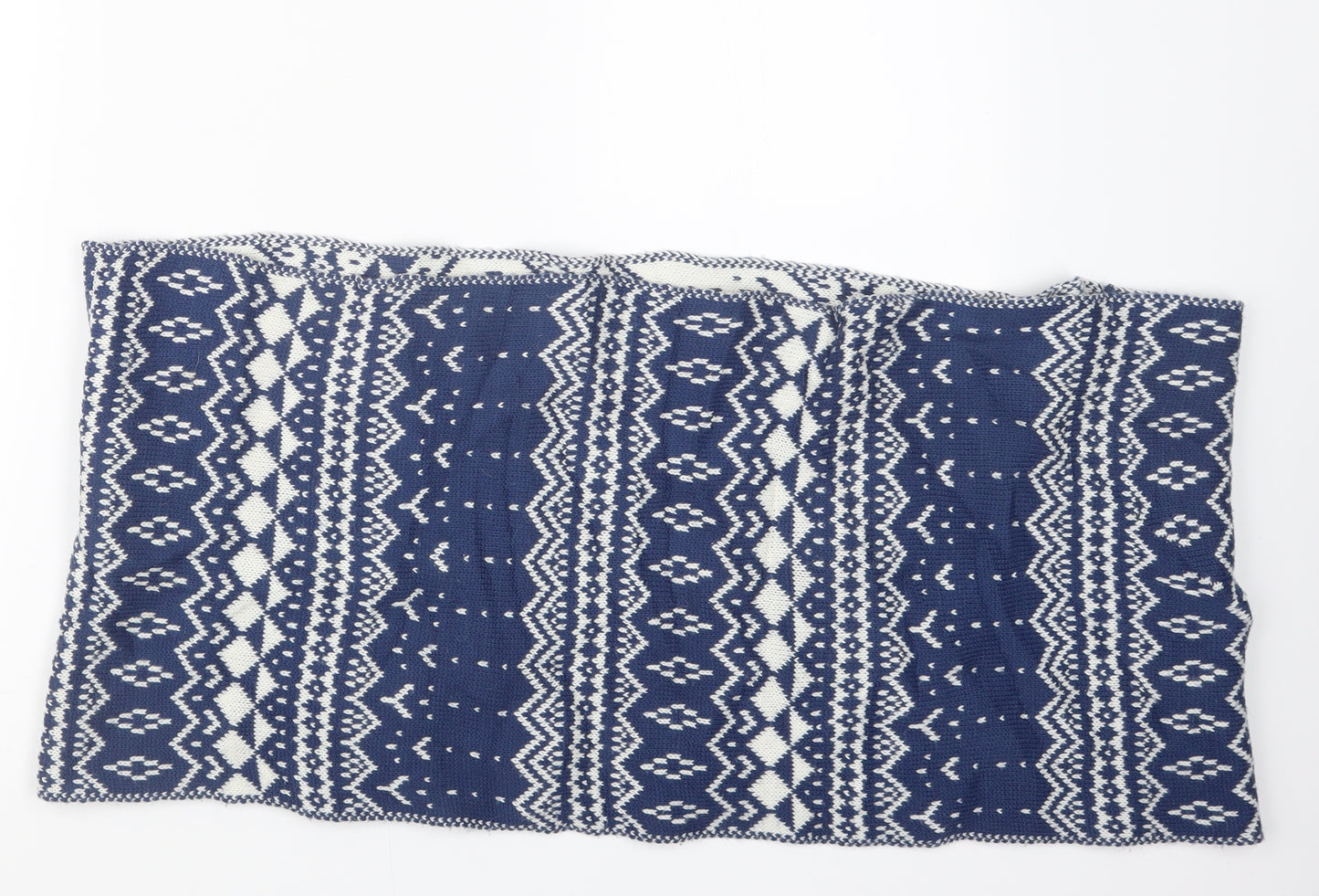Preworn Womens Blue Geometric Knit  Scarf   - Snood