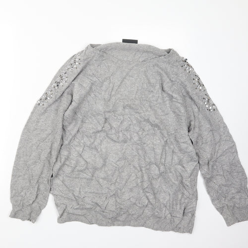 Wallis Womens Grey  Knit Pullover Jumper Size L