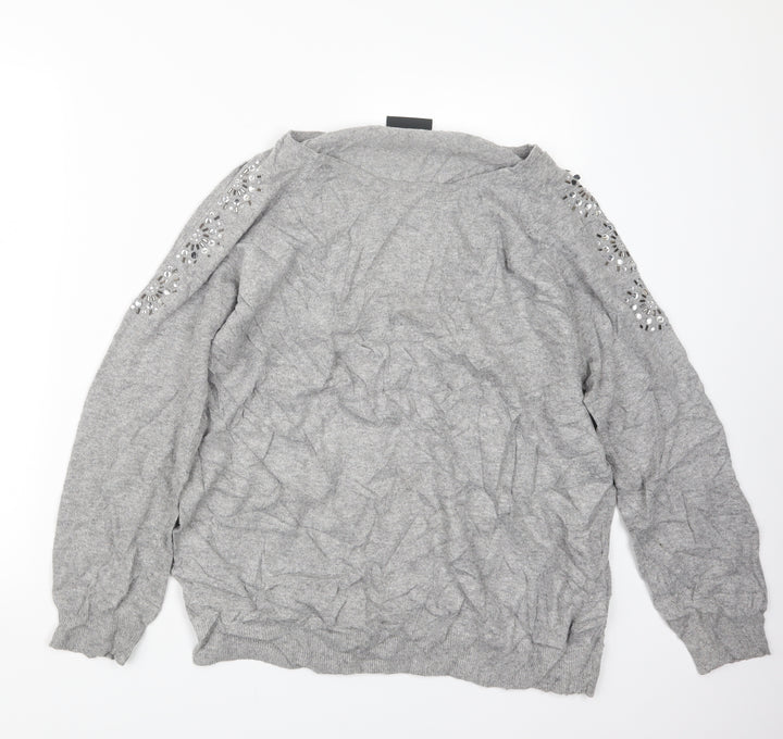 Wallis Womens Grey  Knit Pullover Jumper Size L