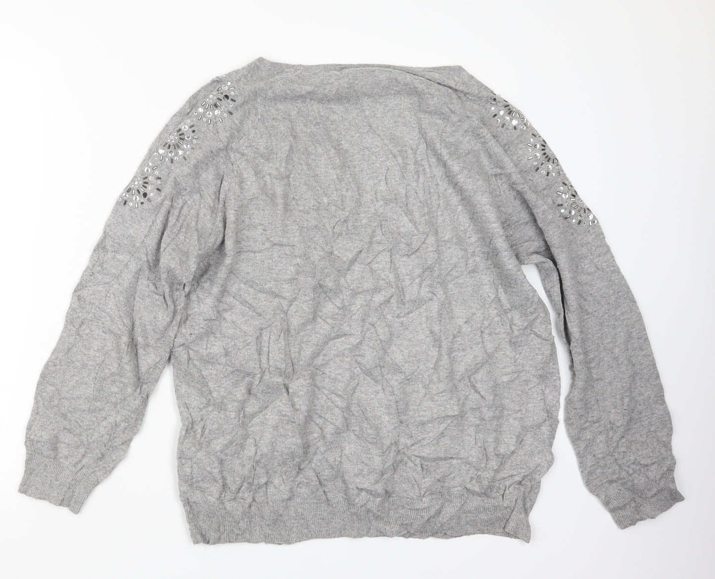 Wallis Womens Grey  Knit Pullover Jumper Size L