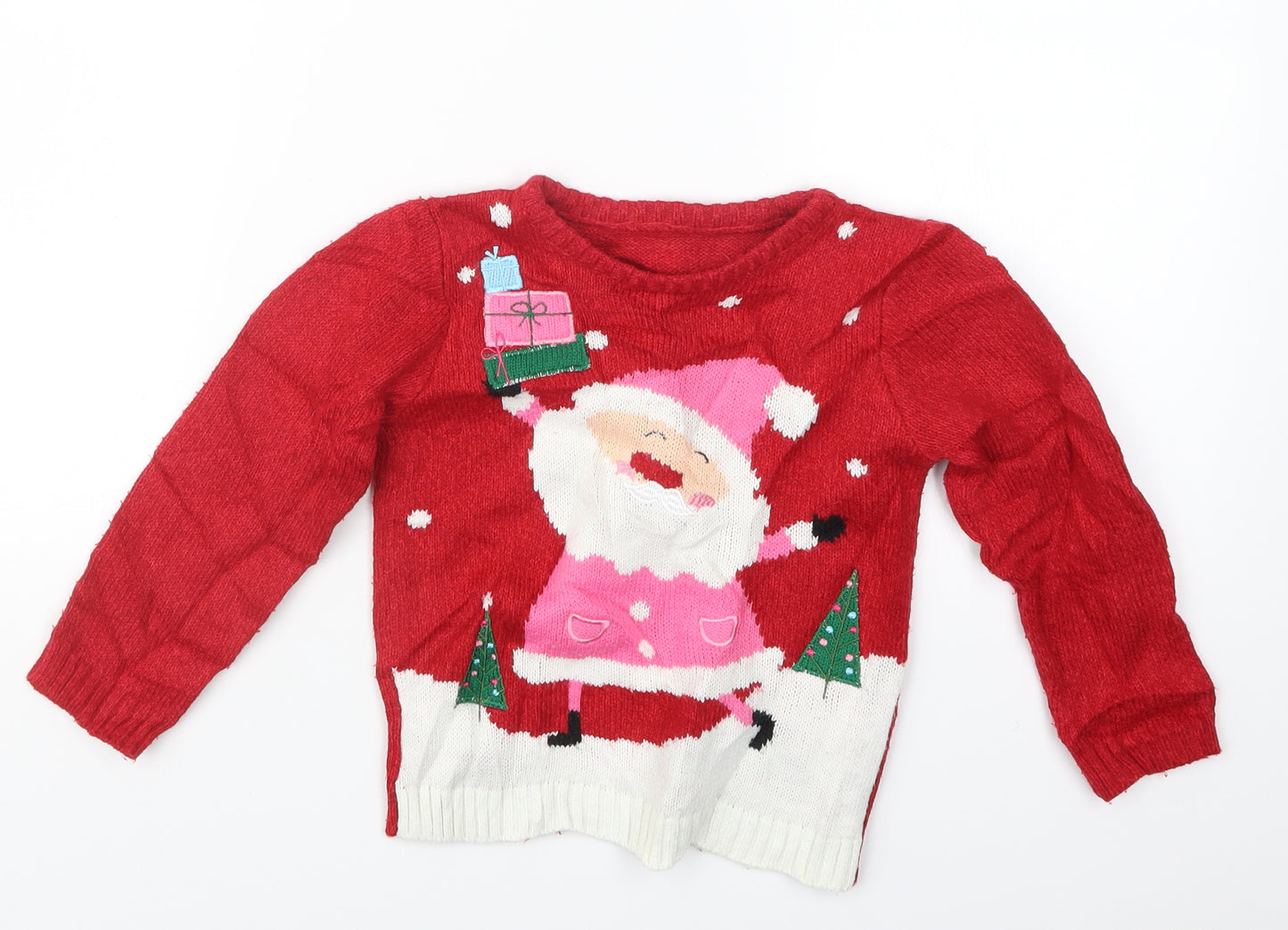 Nutmeg Girls Red  Knit Pullover Jumper Size 4-5 Years  - Christmas