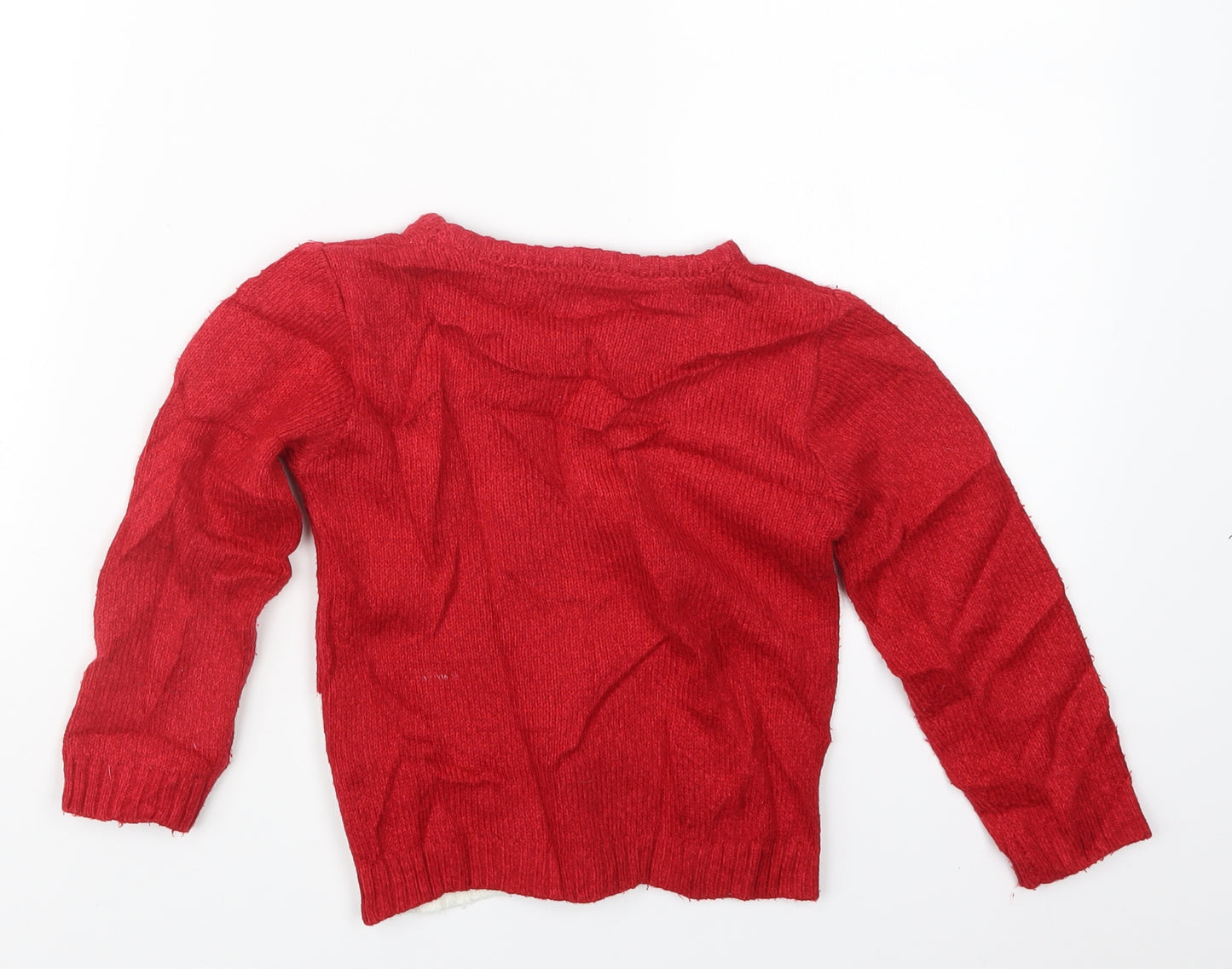 Nutmeg Girls Red  Knit Pullover Jumper Size 4-5 Years  - Christmas
