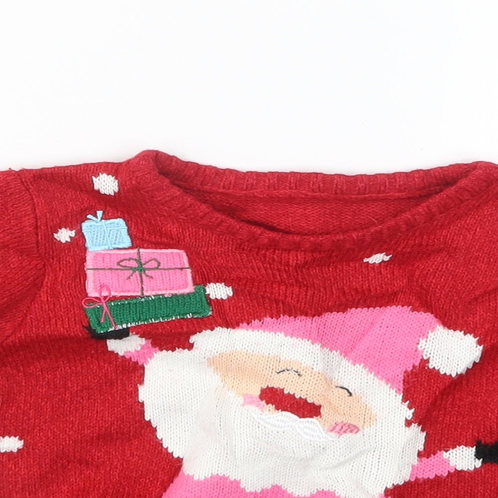 Nutmeg Girls Red  Knit Pullover Jumper Size 4-5 Years  - Christmas