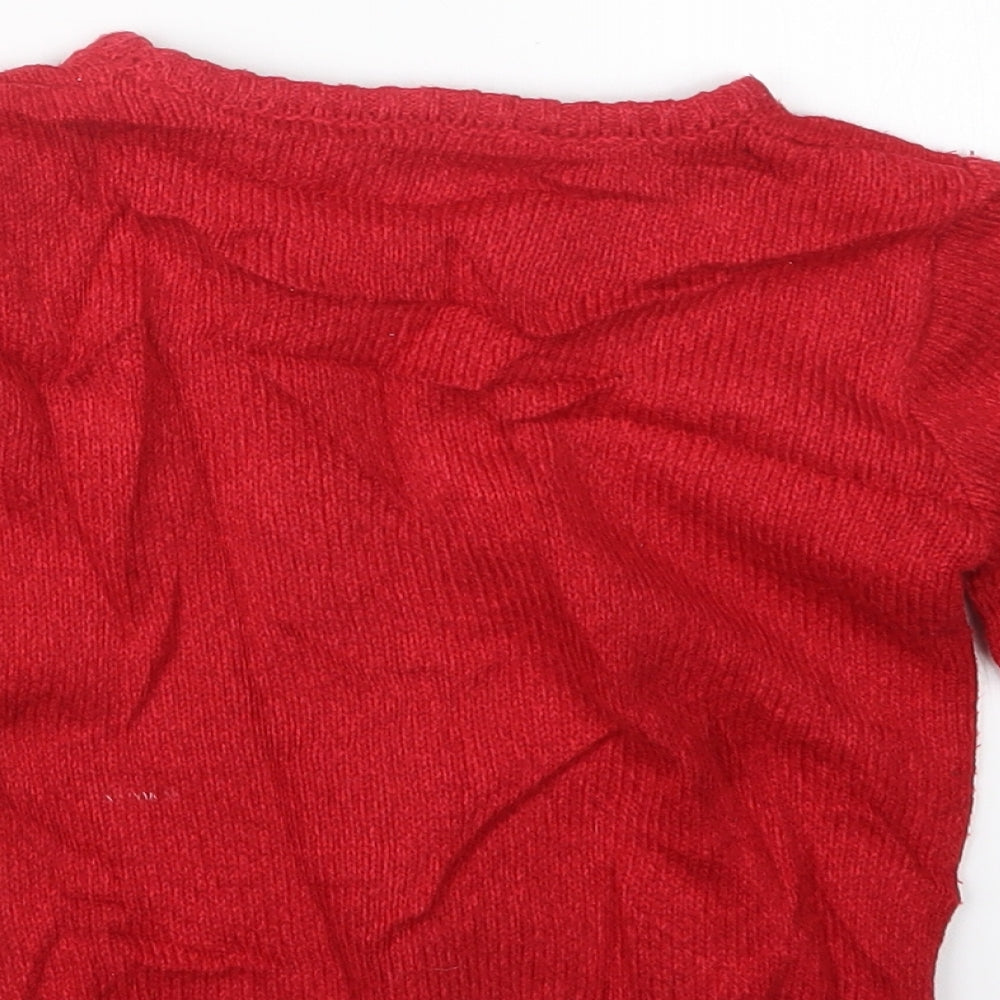 Nutmeg Girls Red  Knit Pullover Jumper Size 4-5 Years  - Christmas