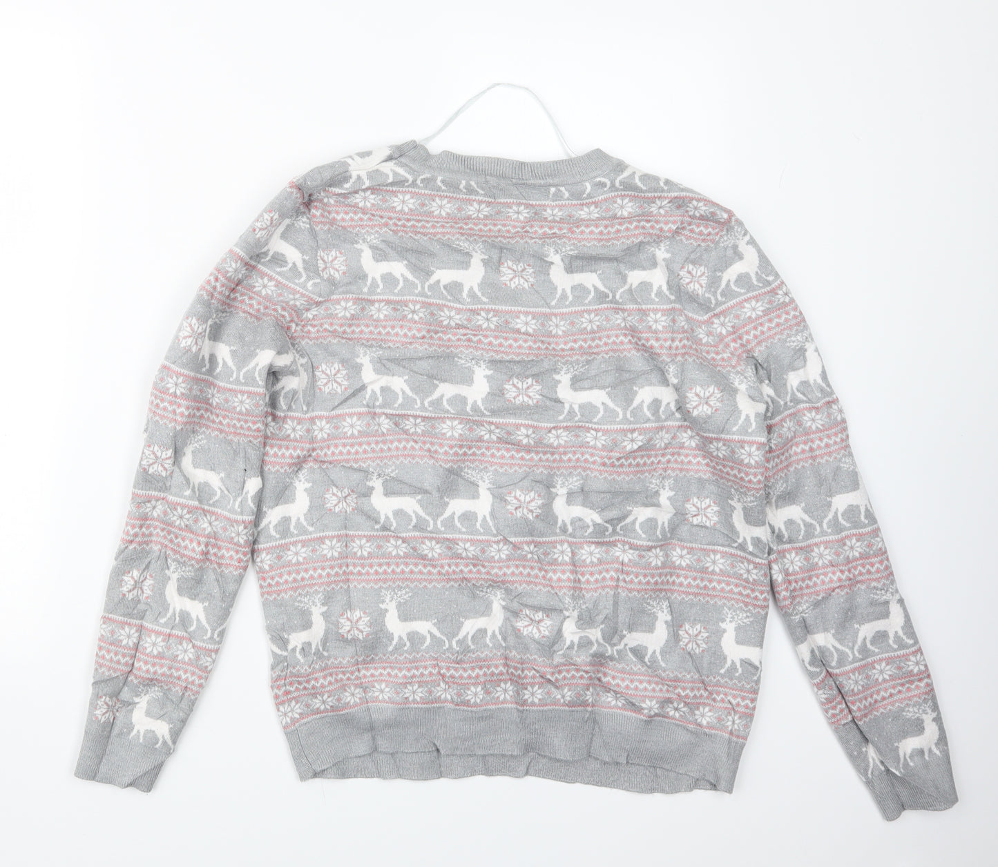 Primark Womens Grey Geometric Knit Pullover Jumper Size 12  - Christmas