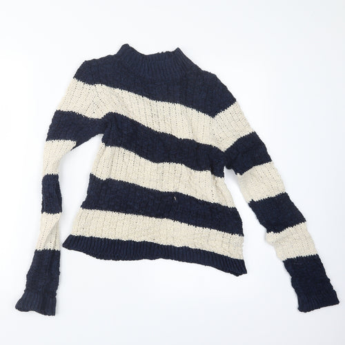 TU Womens Blue Striped Knit Pullover Jumper Size 10