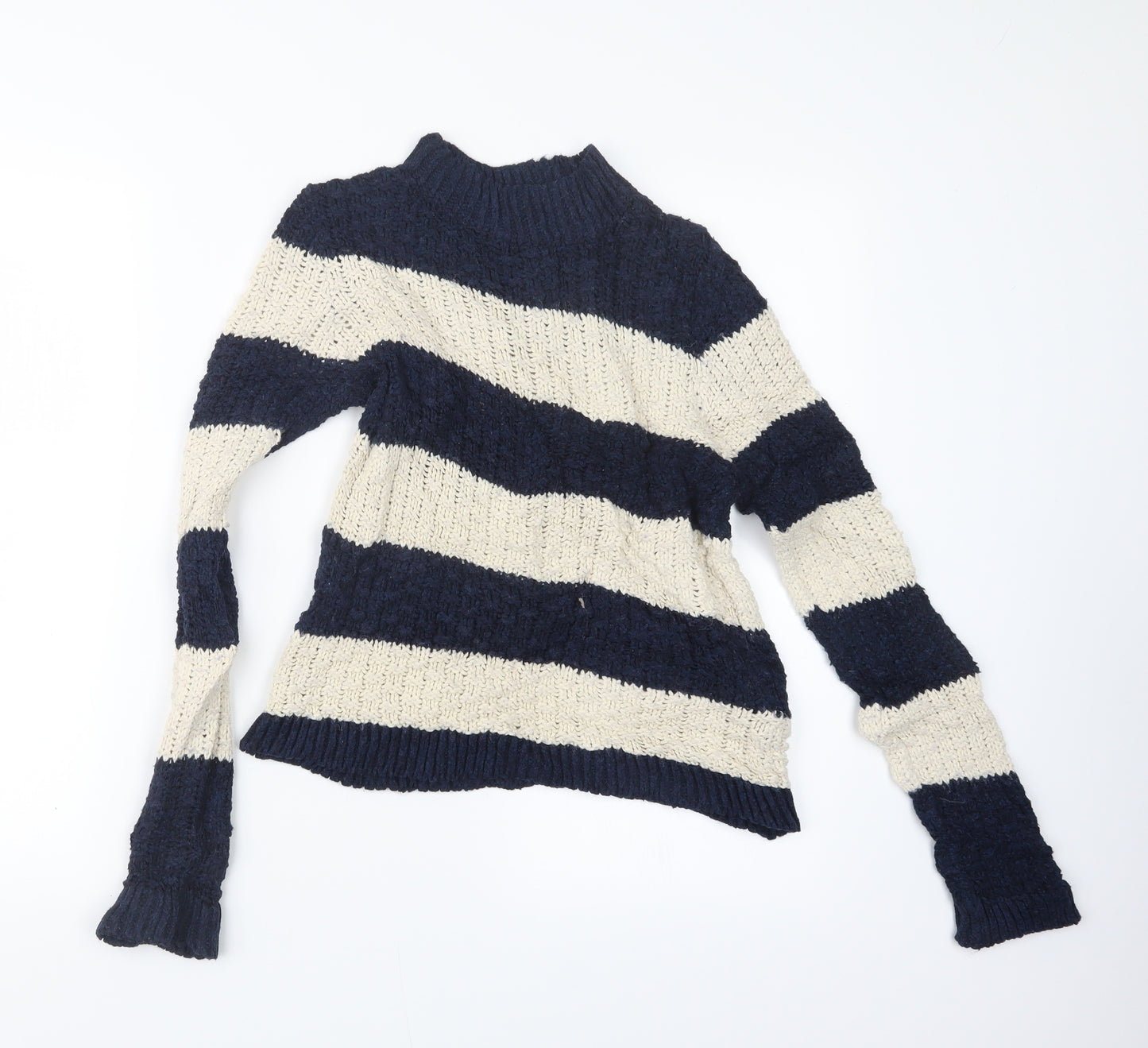 TU Womens Blue Striped Knit Pullover Jumper Size 10