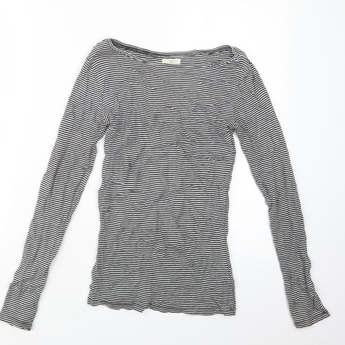 New Look Womens Black Striped  Basic T-Shirt Size 10