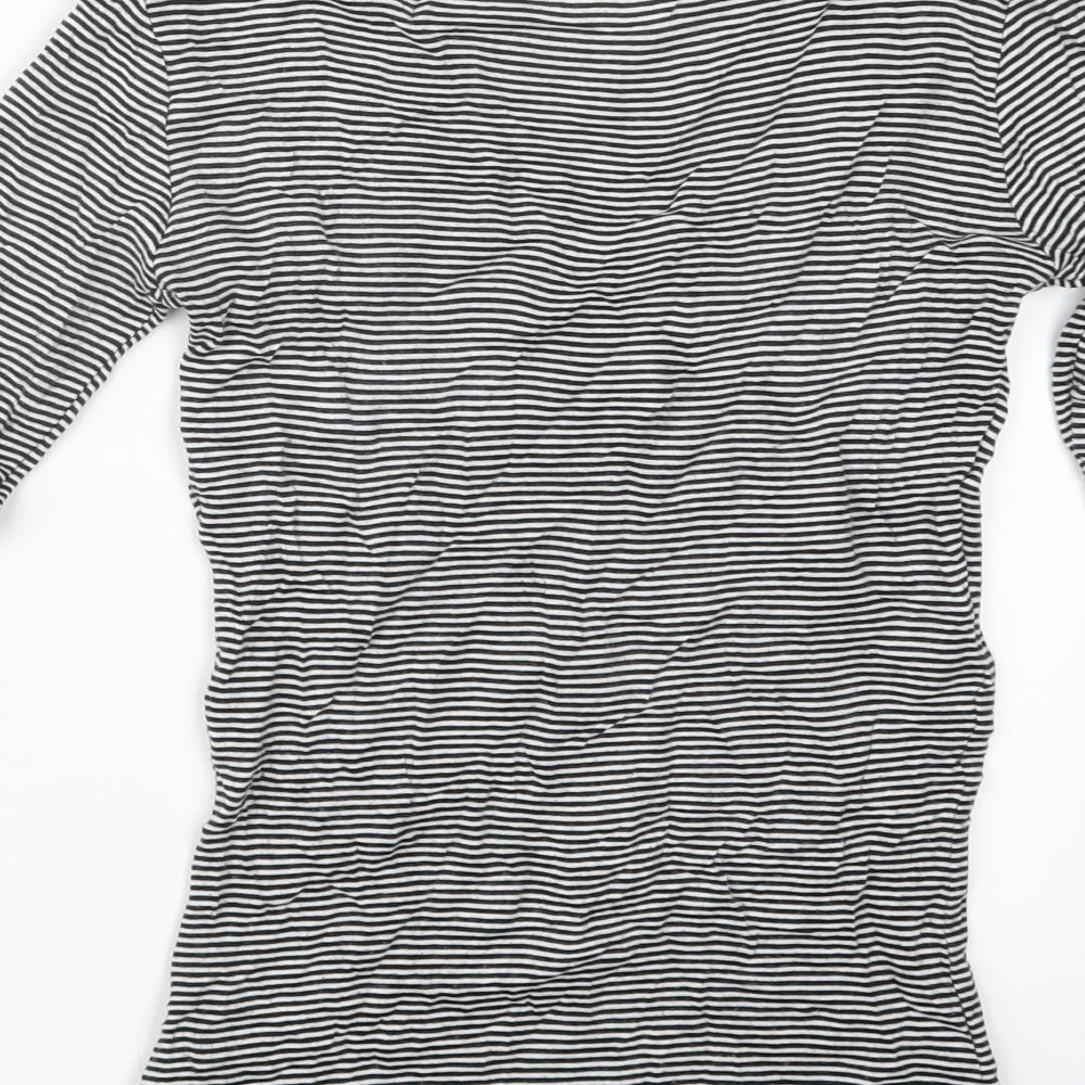 New Look Womens Black Striped  Basic T-Shirt Size 10