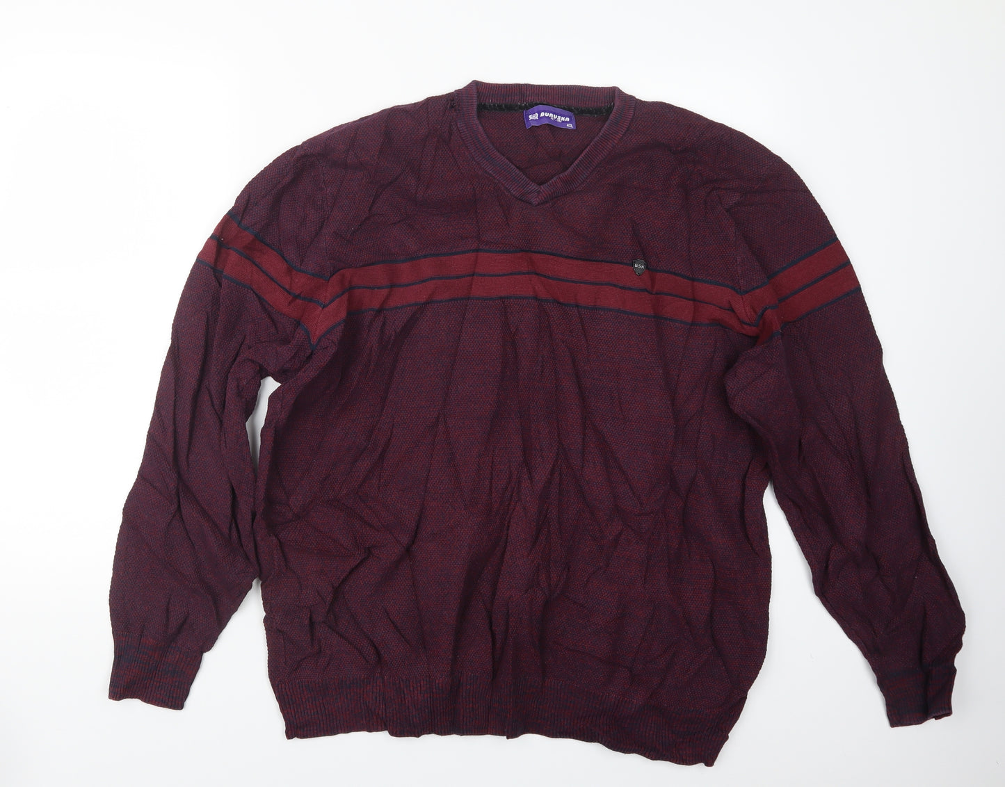 BURUSKA Mens Purple  Knit Pullover Jumper Size 4XL