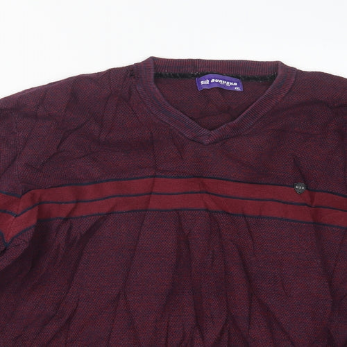 BURUSKA Mens Purple  Knit Pullover Jumper Size 4XL