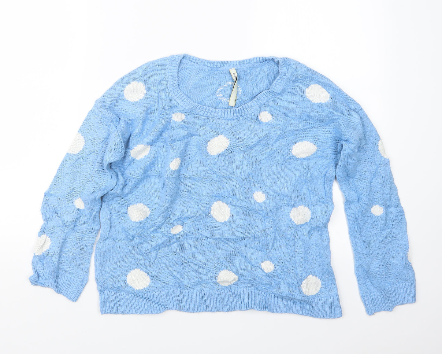 Stradivarius Womens Blue Polka Dot Knit Pullover Jumper Size M
