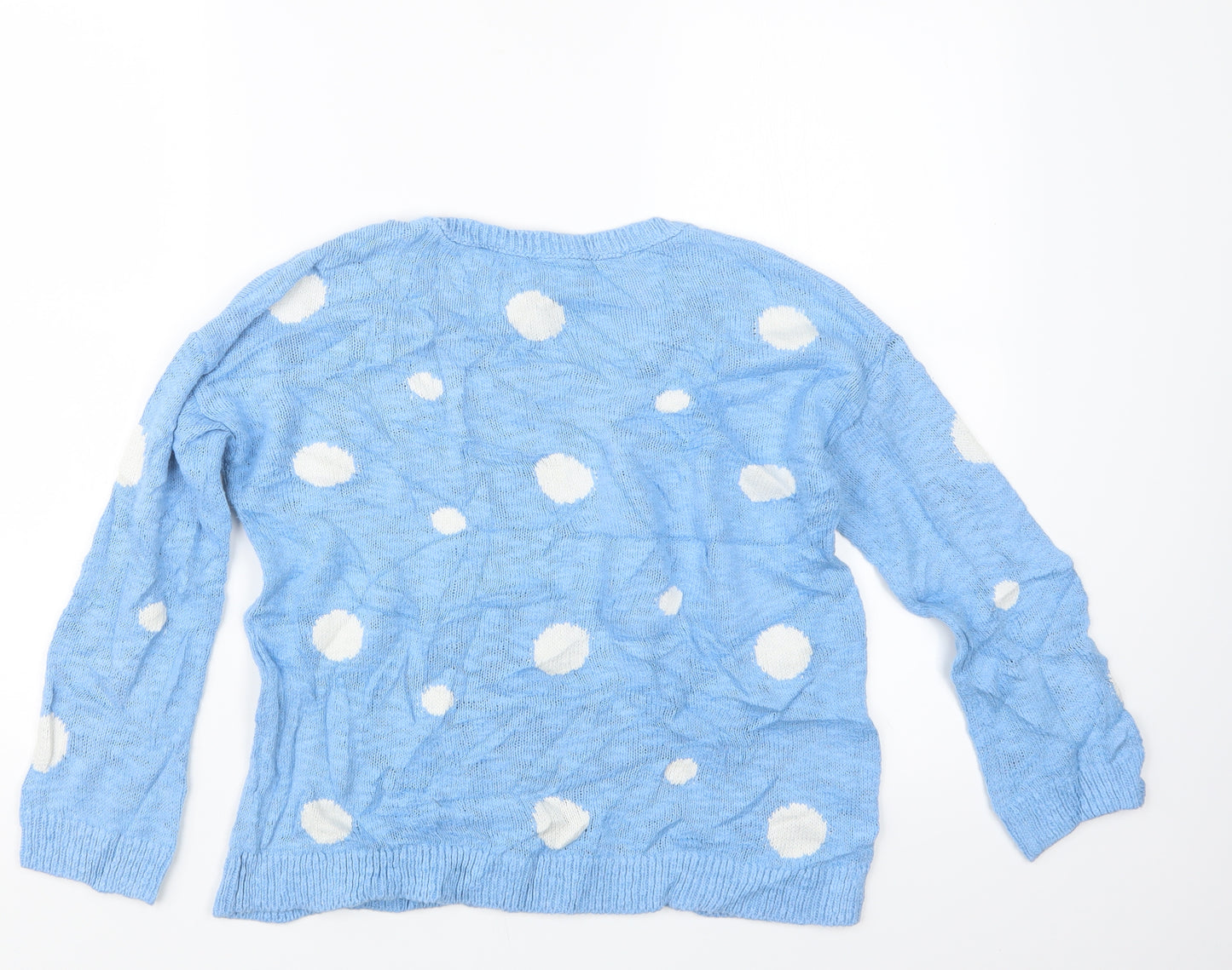 Stradivarius Womens Blue Polka Dot Knit Pullover Jumper Size M