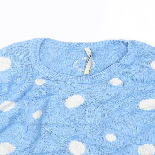 Stradivarius Womens Blue Polka Dot Knit Pullover Jumper Size M