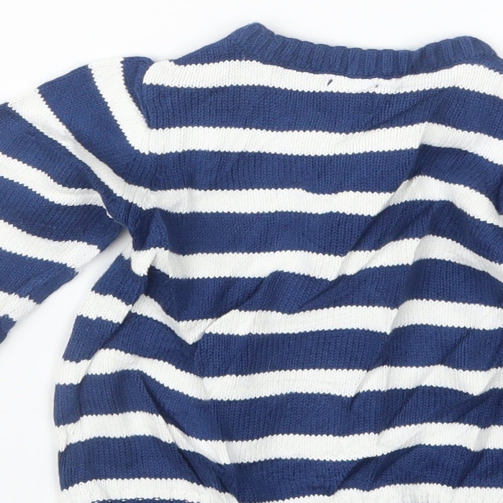 John Lewis Baby Blue Striped Knit Pullover Jumper Size 12-18 Months