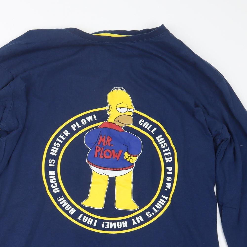 Primark Mens Blue Geometric   Pyjama Set Size L  - The Simpsons
