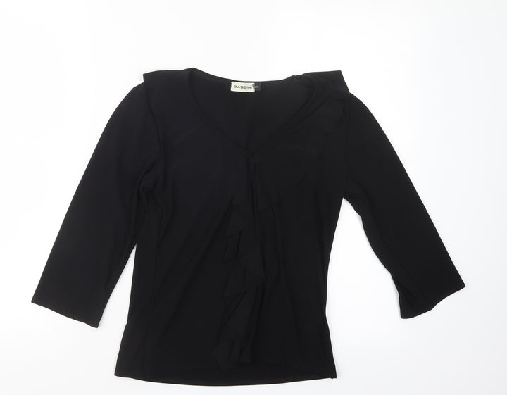BASSINI Womens Black Basic T-Shirt Size S